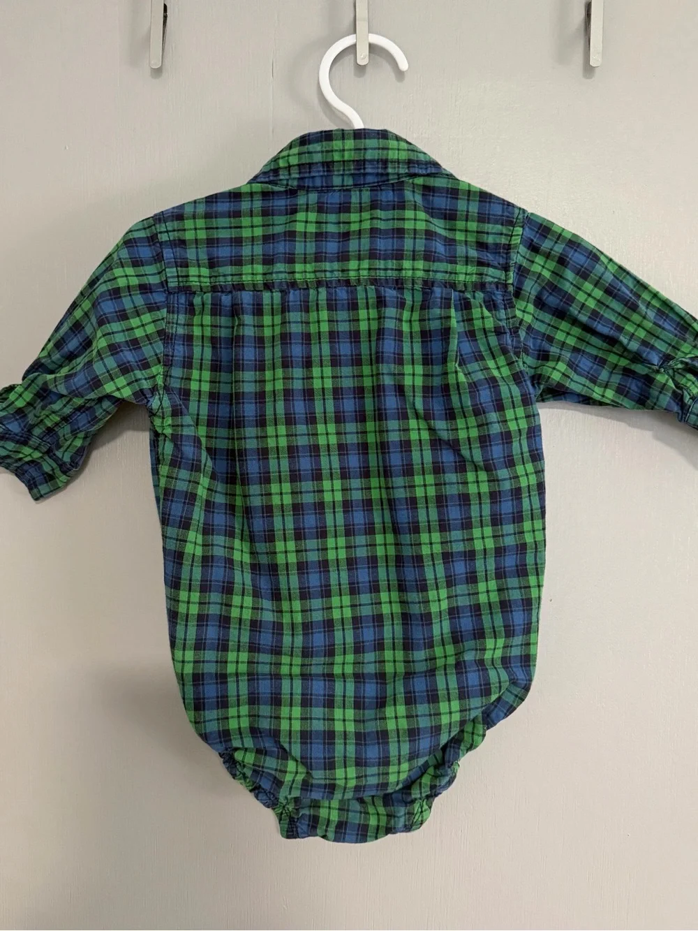 OshKosh B'gosh Green & Blue Plaid Button-Front Baby Onesie